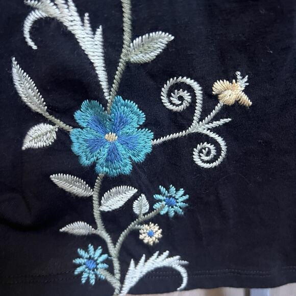 JOHNNY WAS NWT Jaanvi Black Midi Dress Balloon Slv Embroidered Boho Chic Sz S - Picture 3 of 5